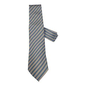 MEN'S ST. PATRICK LT. BLUE THIN DIAGONAL STRIPE TIE AND POCKET SQUARE SET.